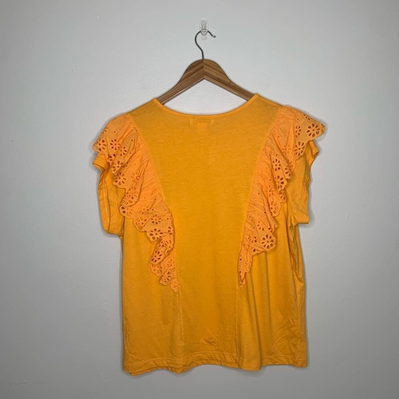 Rachel Parcell Orange Eyelet Ruffle Tee Size XL - Picture 3 of 6